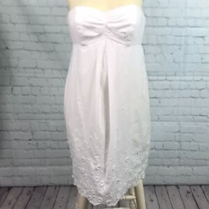 Lilly Pulitzer White cotton Ruched & embroidered Strapless dress size 2 like new